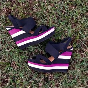 Madden Girl Striped Platform Wedges